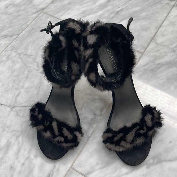 🐰Stuart Weitzman "Bunny Love" Size 8.5 Mink Heels - Picture 2 of 7